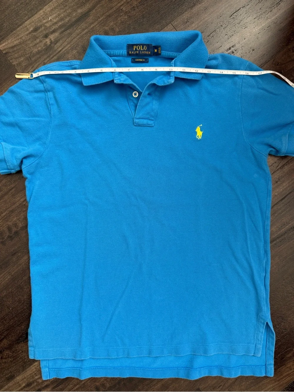 Polo Ralph Lauren Custom Fit Polo Shirt Men M Runs Small Blue Yellow Pony